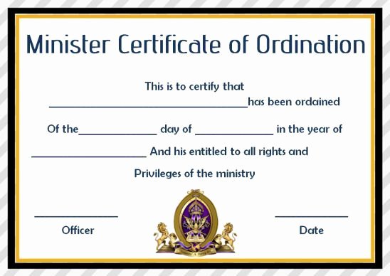Minister ordination Certificate Template Elegant ordination Certificate Template 14 Unique and Free