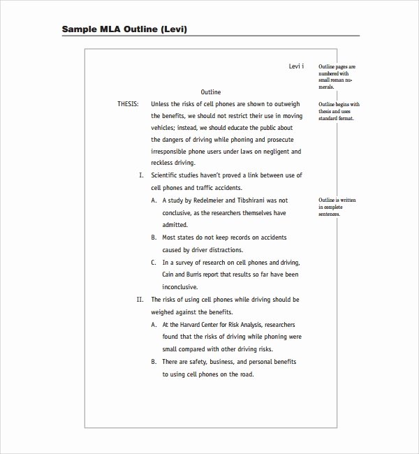 Mla 8 Outline Beautiful Free 9 Sample Mla Outline Templates In Pdf