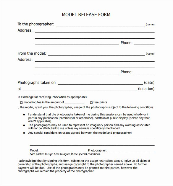 Model Release forms Inspirational Model Release form 8 Samples Examples &amp; format