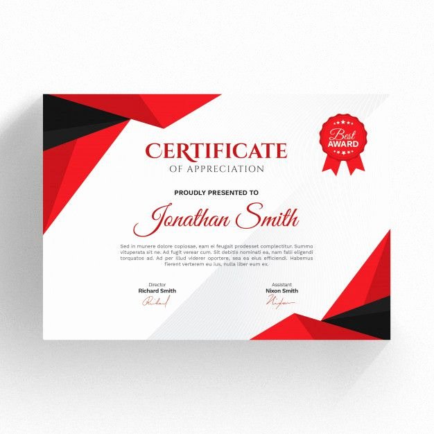 Modern Certificate Template Psd Beautiful Modern Red and Black Certificate Template Premium Psd