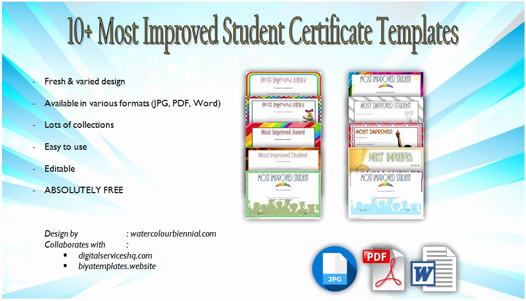 Most Improved Award Wording Awesome Most Improved Student Certificate 10 Template Designs Free