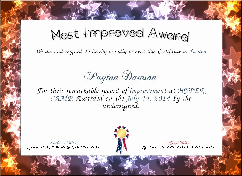 Most Improved Award Wording Fresh Most Improved Certificate Basic Most Improved Award