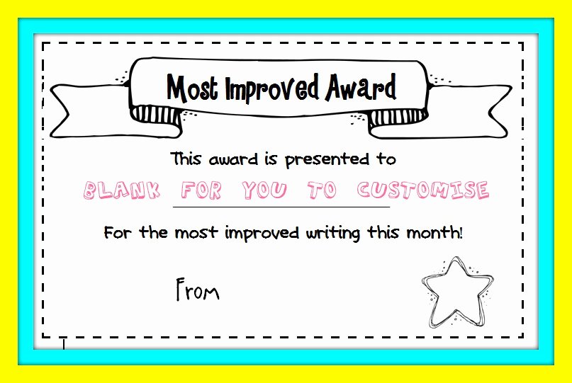 Most Improved Award Wording New Handwriting Award Printables