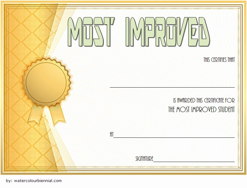 Most Improved Certificate Template Unique Most Improved Student Certificate 10 Template Designs Free