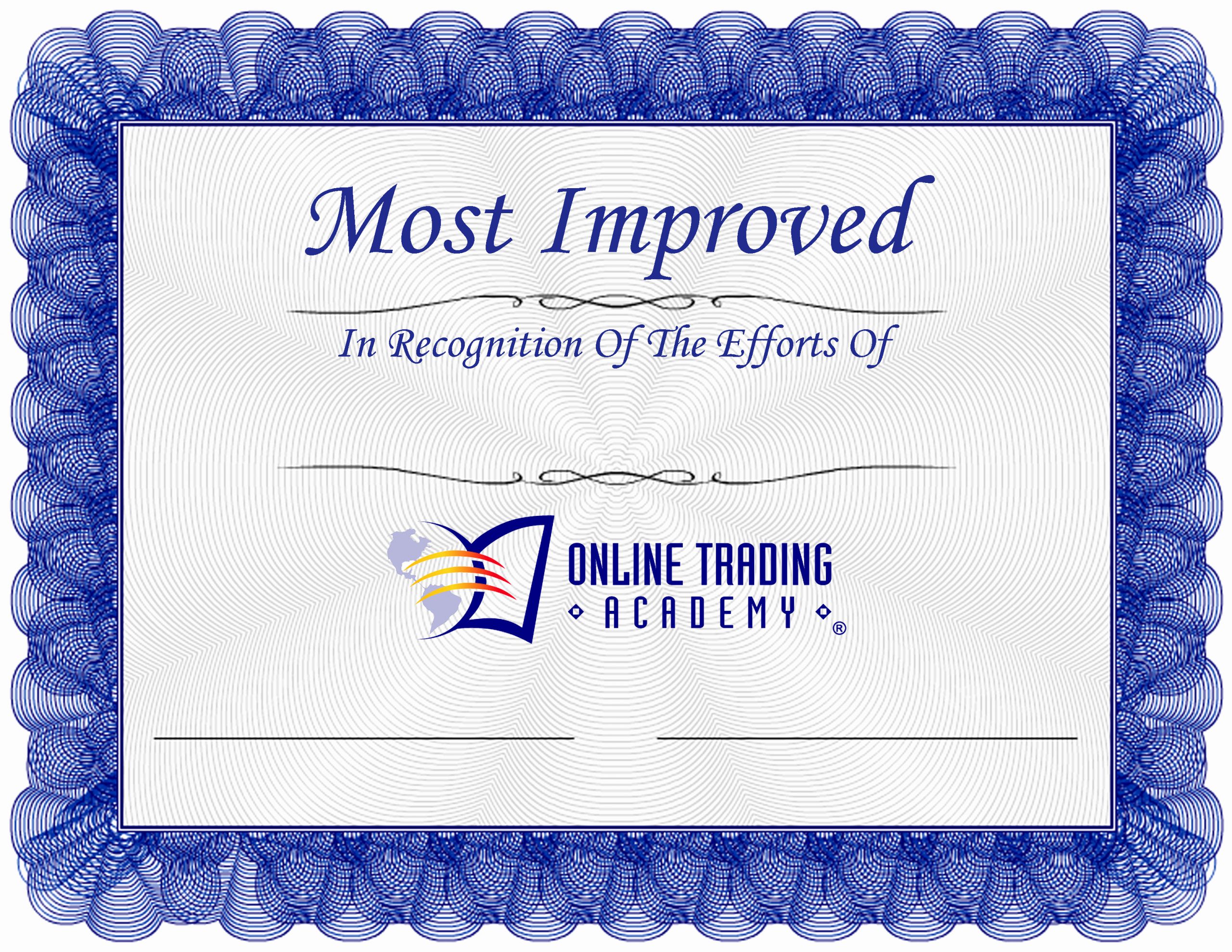 Most Improved Certificate Wording Awesome Line Trading Academy Most Improved Award