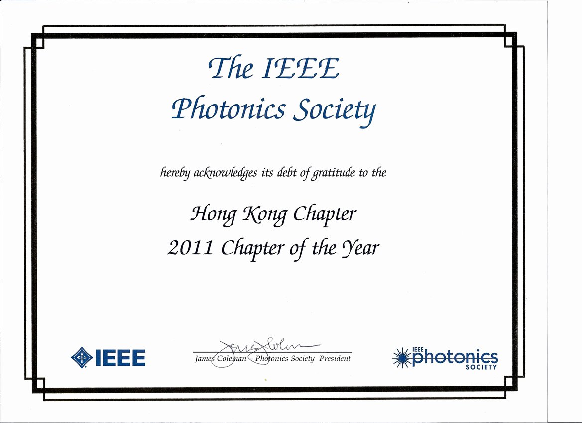 Most Improved Student Certificate Fresh Ieee Nics society Hong Kong Chapter