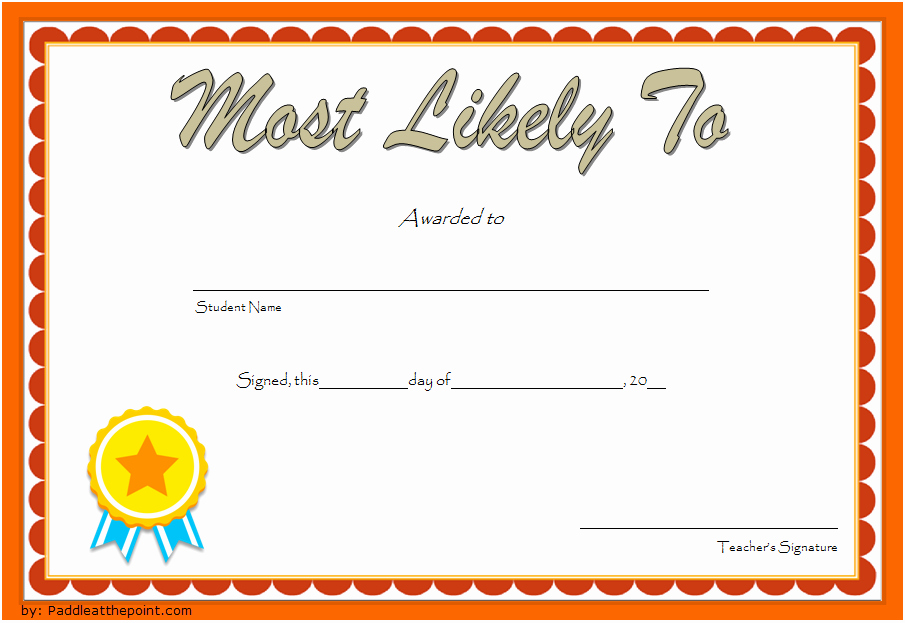 Most Likely to Certificate Inspirational Most Likely to Certificate Template [9 New Designs Free]