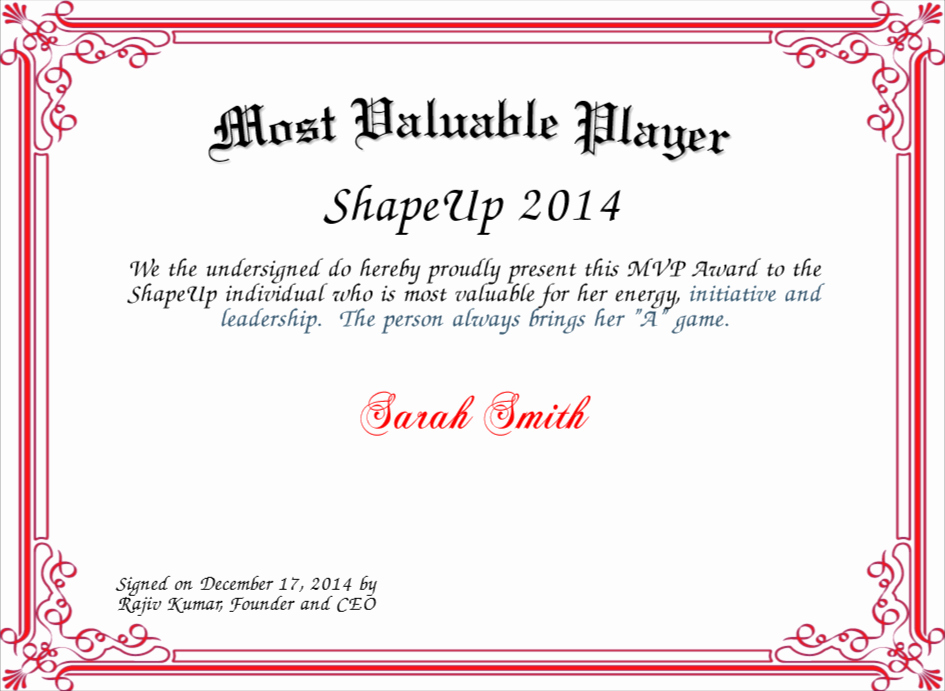  20 Most Valuable Player Certificate Dannybarrantes Template