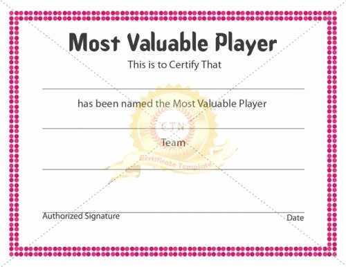 Most Valuable Player Certificate Luxury Mvp or Most Valuable Player is A Certificate Award to the