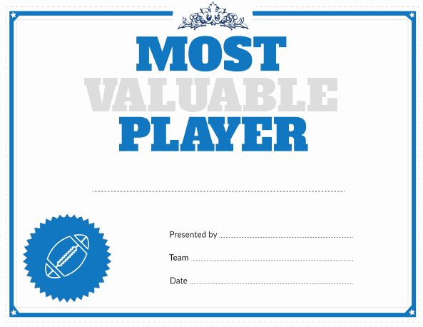 Most Valuable Player Certificate Luxury Printable Football Most Valuable Player Award