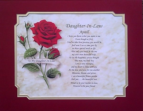 Mother&amp;#039;s Day Certificates to Print Best Of Daughter In Law Personalized Poem Birthday Christmas