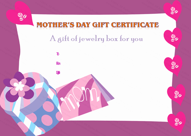 Mothers Day Certificate Template Beautiful Present Box Mother S Day Gift Certificate Template