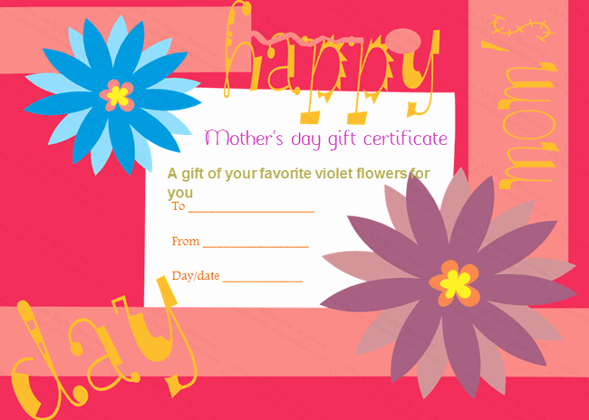 Mothers Day Certificate Template Elegant Greek Anemone Mother S Day Gift Certificate Template
