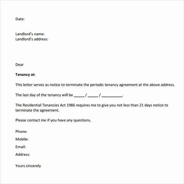Move Out Notice to Landlord Awesome 8 Notice to Vacate Letters Download for Free