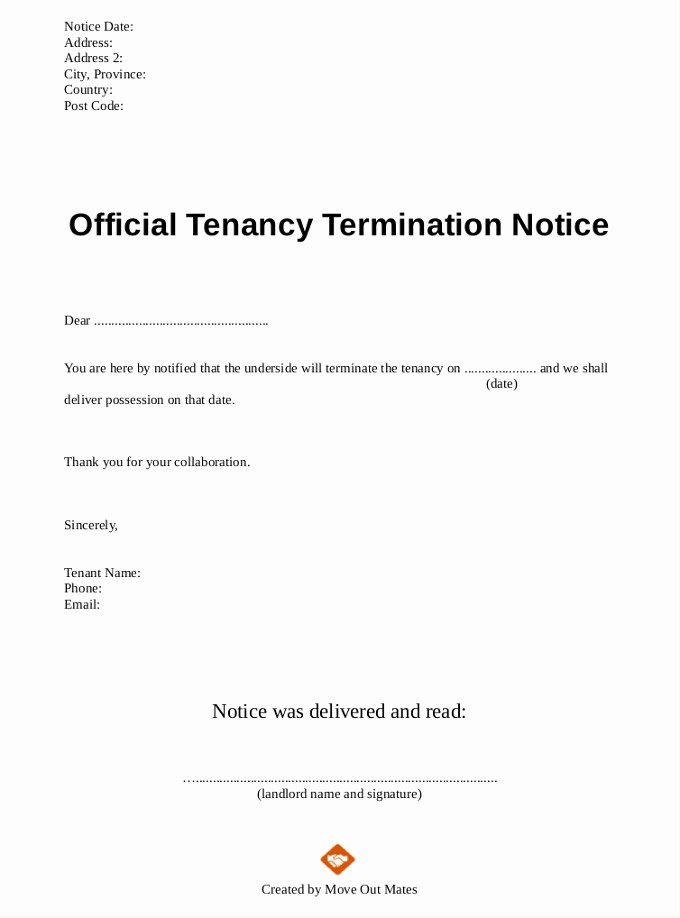 Moving Out Notification Letter Sample Awesome [pdf] End Of Tenancy Letter Template