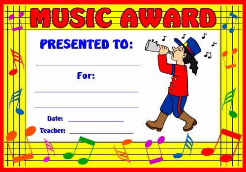 Music Achievement Award Certificate Best Of Art and Music Award Certificates
