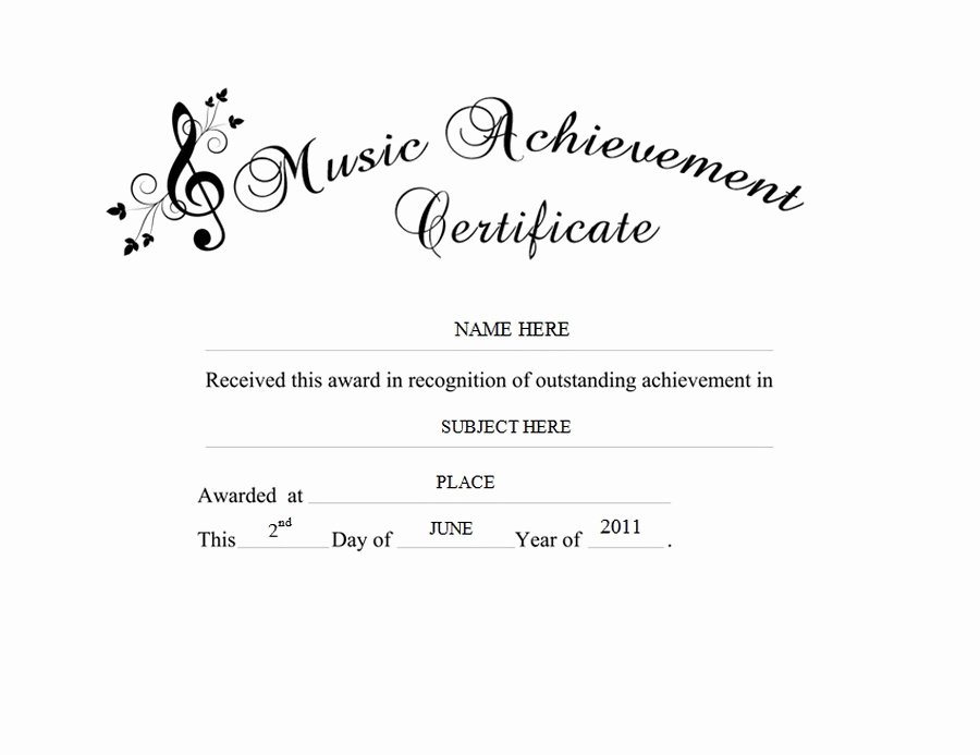 Music Achievement Award Certificate Unique Music Achievement Certificate Free Templates Clip Art