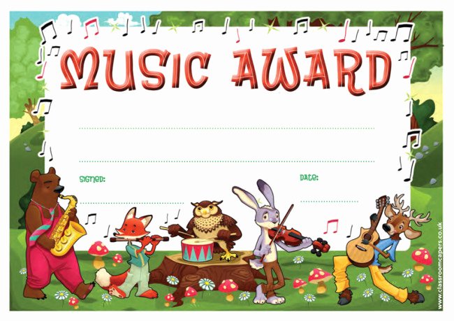 Music Achievement Award Certificate Unique School Certificates