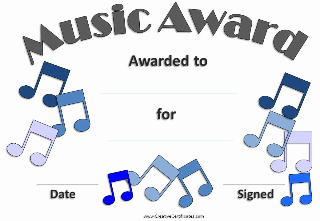 Music Award Certificate Template Luxury Free Editable Music Certificate Template Free and