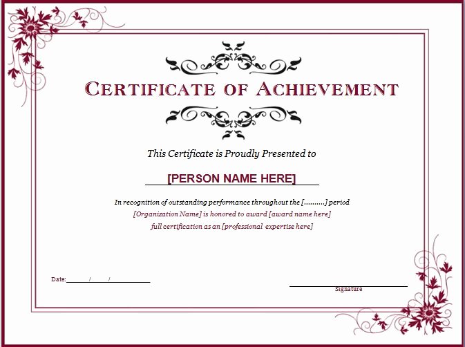Music Certificate Template for Word Best Of Appealing Certificate Of Achievement Template Sample with