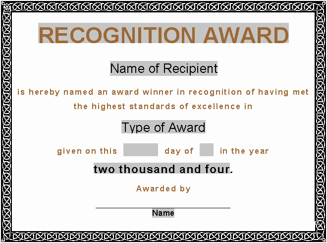 My Hero Award Template Fresh Blank Award Certificate Templates