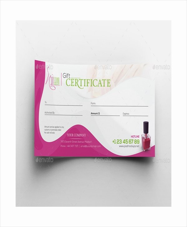 Nail Gift Certificate Template Elegant Salon Gift Certificate Template 9 Free Pdf Psd Ai