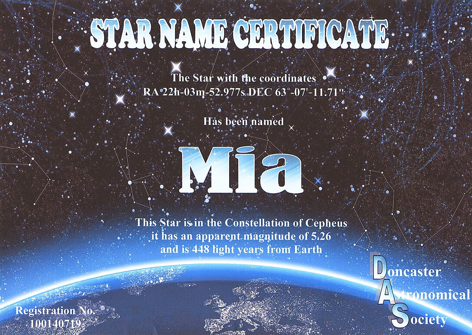 Name A Star Certificate Template Best Of Doncaster astronomical society Star Registry