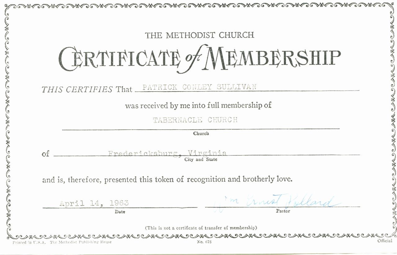New Member Certificates Church Awesome Spotsylvania Memory Tabernacle