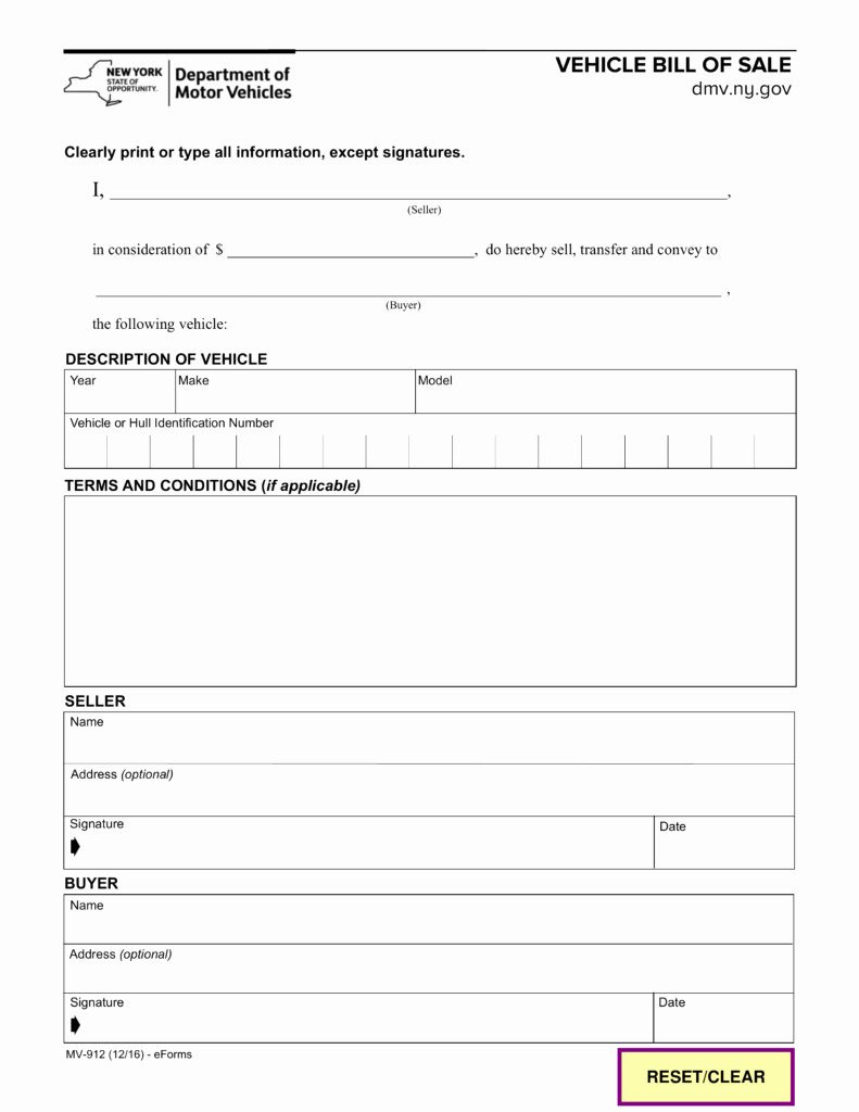 New York State Bill Of Sale form Inspirational Free New York Bill Of Sale forms Pdf