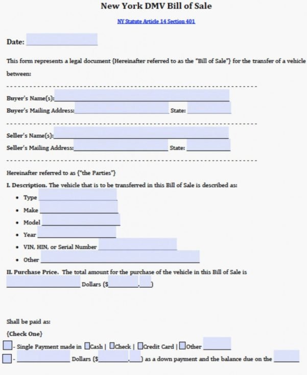New York State Bill Of Sale form Lovely Bill Sale form Ny Sale for Bill Of Sale form Ny Nys