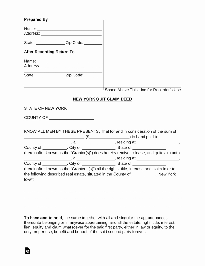 New York State Bill Of Sale form New Free New York Quit Claim Deed form Word Pdf