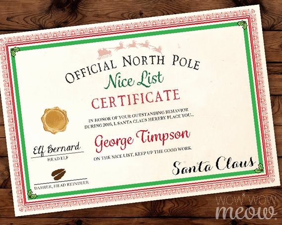 Nice List Certificate Free Printable Beautiful Ficial north Pole Nice List Certificate Santa Claus Letter