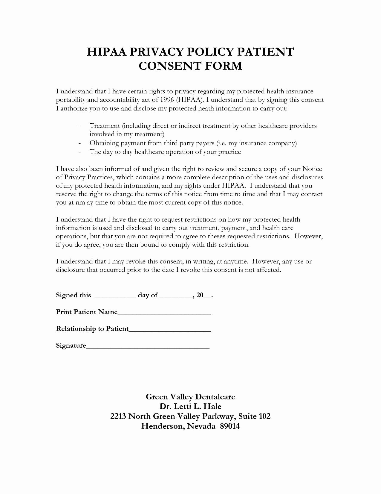 post hipaa patient consent forms
