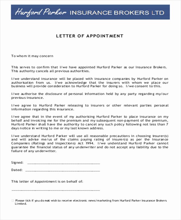 Notice Of Representation Letter Fresh Agent Appointment Letter Template 10 Free Word Pdf
