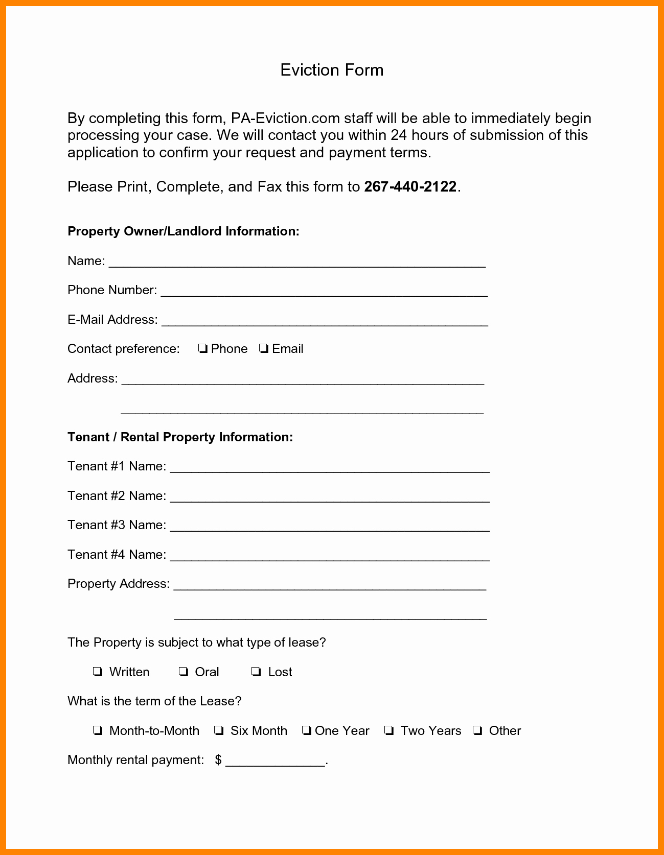 Notice to Quit form Pa Fresh Eviction Notice form