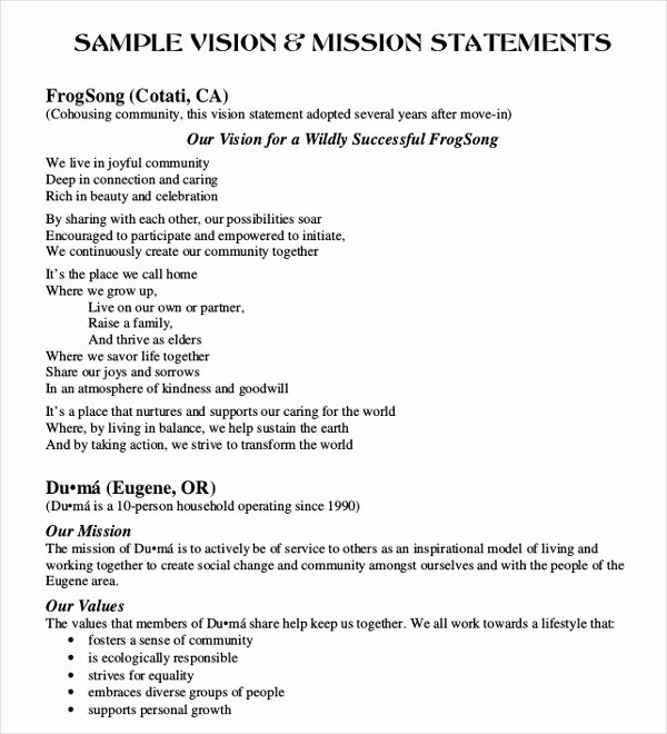 Nursing Mission Statement Examples New 13 Mission Statement Examples Word Pdf