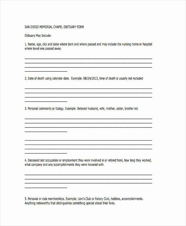 Obituary Examples for Mother New Obituary Template Mother