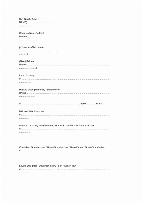 Obituary Notice Example Best Of 15 Death Notice Sample Free Samples In Pdf Word