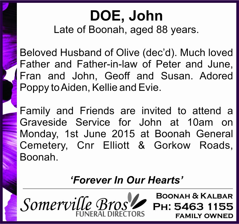 Obituary Notice Example Best Of What to Expect somerville Bros Funeral Directors