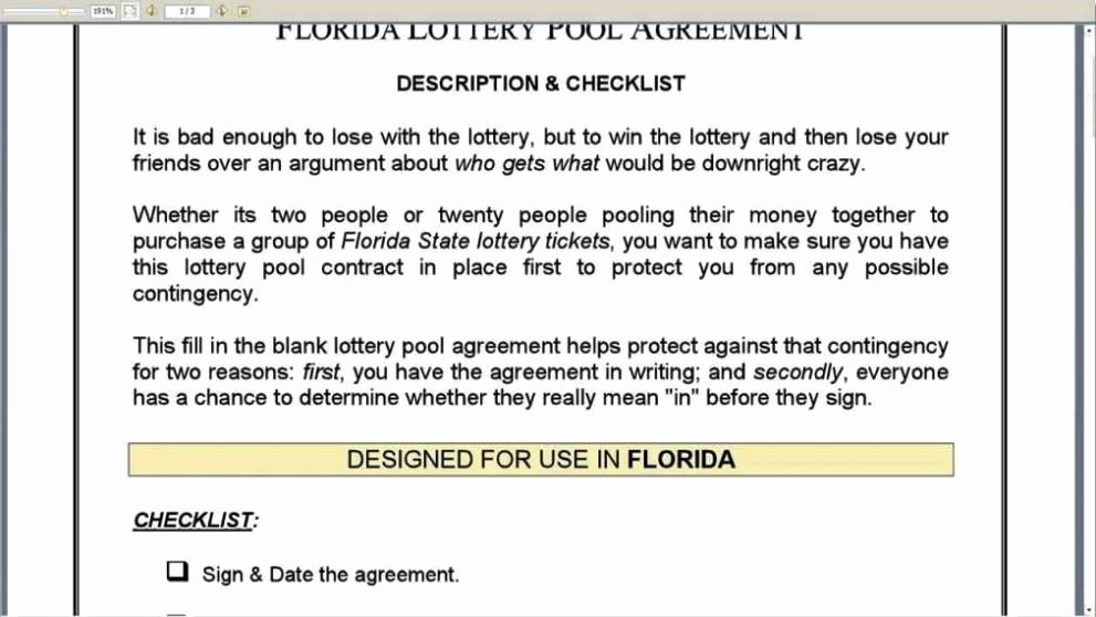 Office Lottery Pool Contract Awesome Fice Lottery Pool Contract Template Sampletemplatess