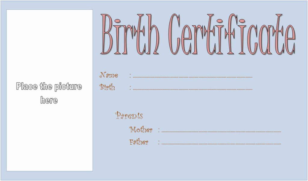 dog birth certificate template editable