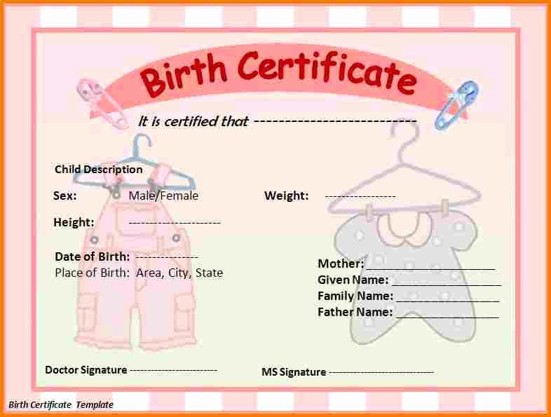 Official Birth Certificate Template Elegant Birth Certificate Templates