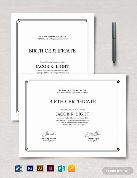 Official Birth Certificate Template Elegant Free Birth Certificate Template Download 518
