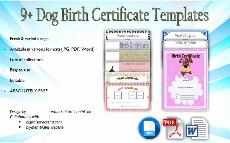Official Birth Certificate Template Inspirational Dog Birth Certificate Template Editable [10 Ficial Designs]