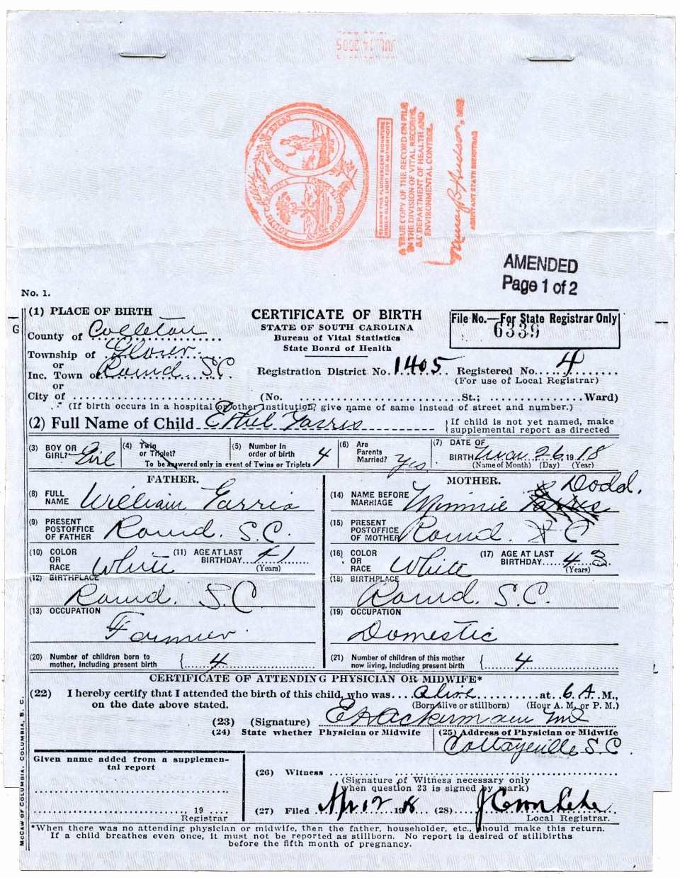 Old Birth Certificate Template Unique 30 Basic What Does A south Carolina Birth Certificate Look