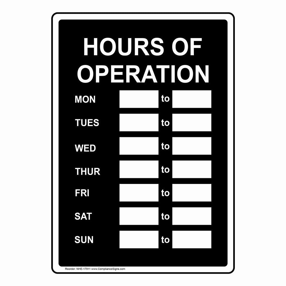 Opening Hours Template Microsoft Word Lovely Hours Operation Sign Nhe Dining Hospitality