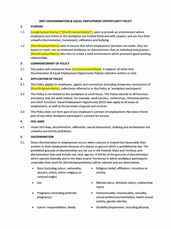 Opportunity Statement Examples Elegant 3 Non Discrimination Policy Examples Pdf Word