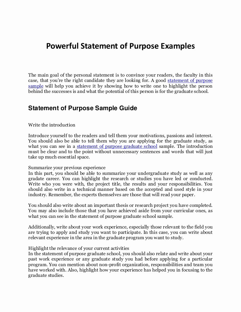 Opportunity Statement Examples Lovely Personal Statement Research Program