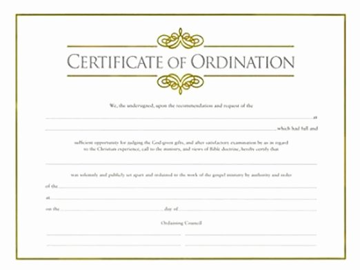 Ordained Minister Certificate Template Fresh Minister ordination Certificate