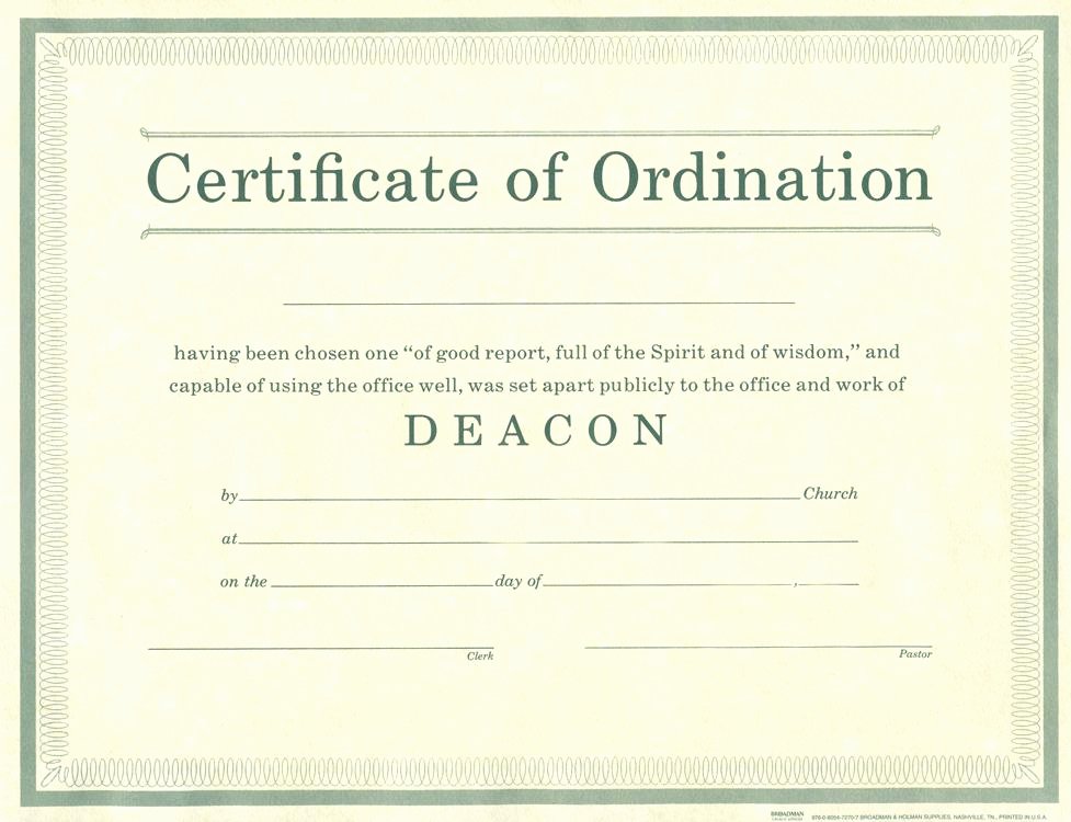 ordained minister certificate